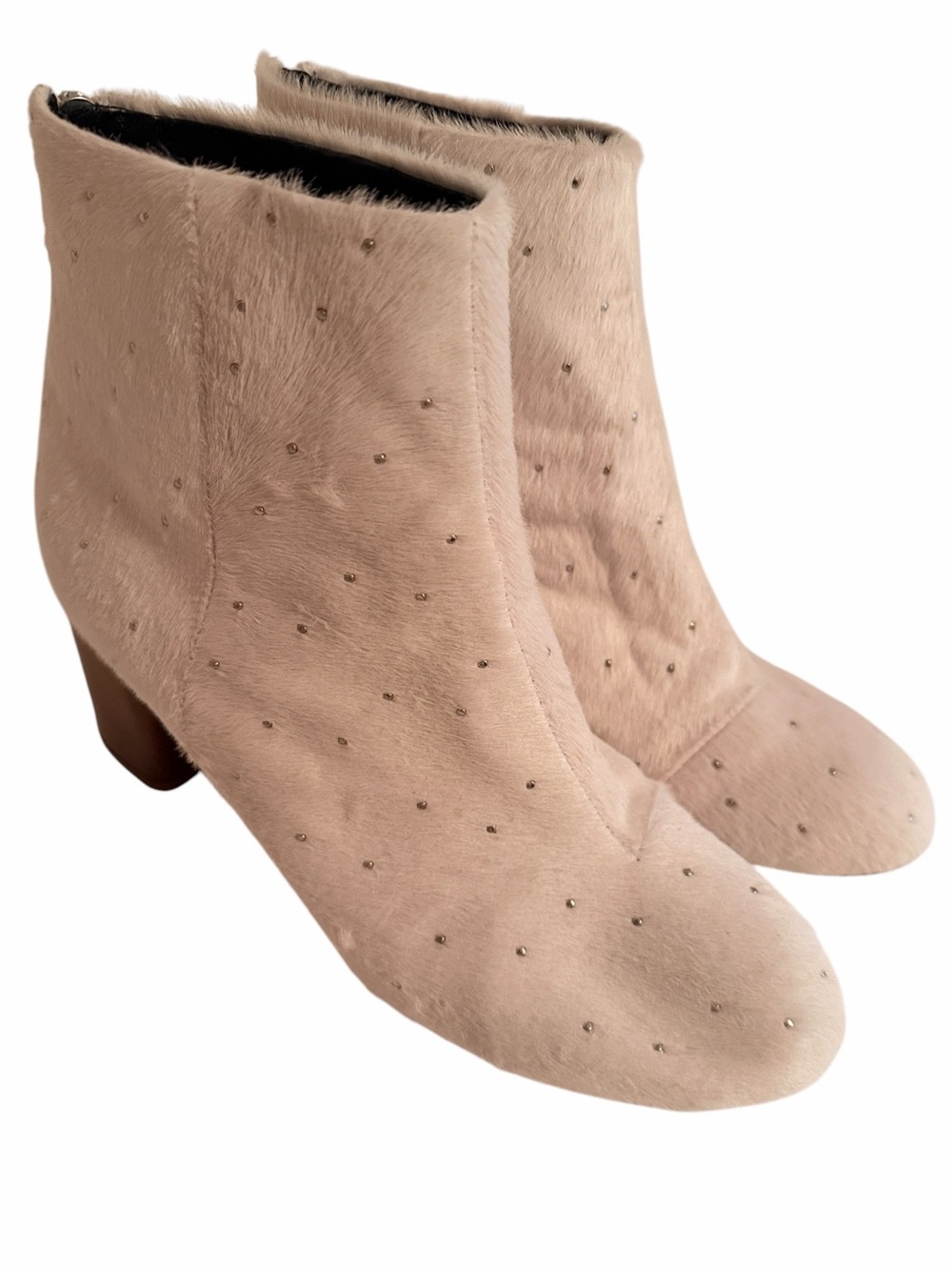 Rag & Bone White Studded Calf Hair "Drea" Booties 41(10.5)